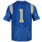 Ucla bruins under armour polvorín azul #1 réplica de la camiseta de fútbol lateral - luciendo deportivo