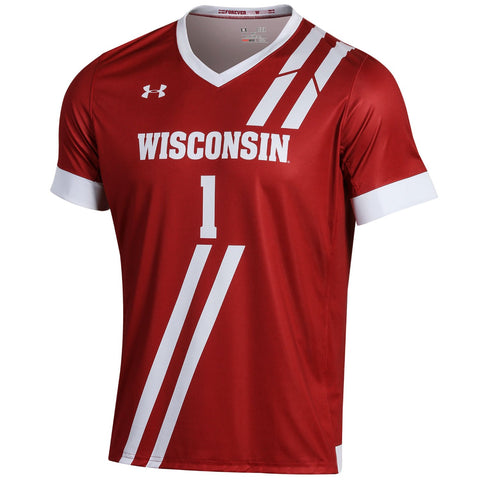 Camiseta de fútbol de velocidad de la luz n.° 1 de Wisconsin Badgers Under Armour impecable roja - deportivo