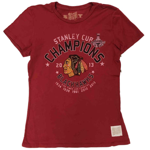Camiseta para mujer de los campeones de la copa Stanley 2013 de la marca retro de los Chicago Blackhawks - sporting up