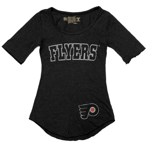 Shoppen Sie Philadelphia Flyers Retro-Marken-Damen-T-Shirt „Flyers“ in Grau mit 1/4-Ärmeln – sportlich