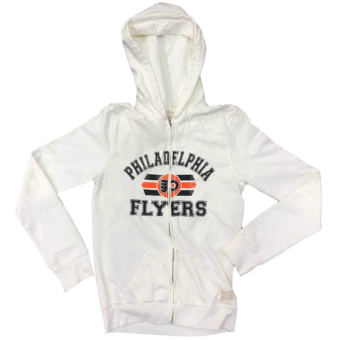 Veste à capuche blanche entièrement zippée pour femme de marque rétro des Flyers de Philadelphie - Sporting Up