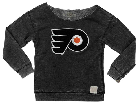 Philadelphia Flyers Retro-Markenpullover für Damen in grauer Vintage-Waschung mit abgeschnittenem Ausschnitt – sportlich