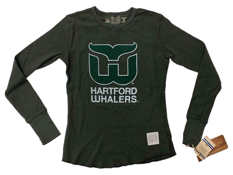 Shop Hartford Whalers Retro Brand WOMEN Green Lightweight Waffle Pullover T-Shirt - Sporting Up