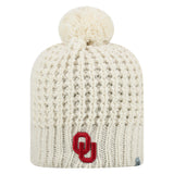 Oklahoma Sooners TOW Women's Ivory "Slouch" Style Soft Knit Poofball Beanie - Sporting Up
