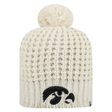 Iowa Hawkeyes TOW Women's Ivory "Slouch" Style Soft Knit Poofball Beanie - Sporting Up