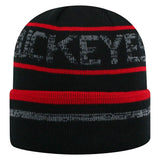 Ohio State Buckeyes TOW Black Striped "Effect" Style Cuffed Knit Beanie Cap - Sporting Up