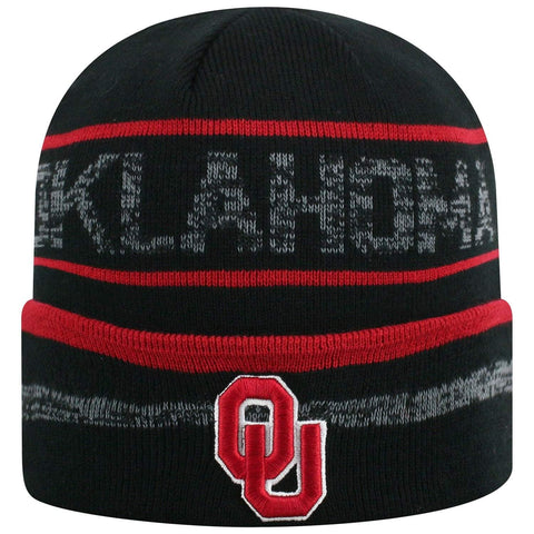 Shop Oklahoma Sooners TOW Black Striped "Effect" Style Cuffed Knit Beanie Cap - Sporting Up