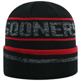Oklahoma Sooners TOW Black Striped "Effect" Style Cuffed Knit Beanie Cap - Sporting Up