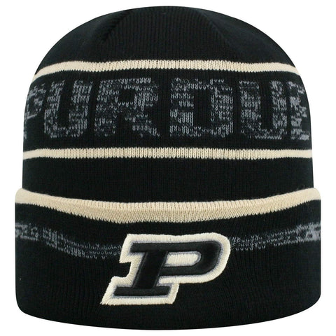 Shop Purdue Boilermakers TOW Black Striped "Effect" Style Cuffed Knit Beanie Cap - Sporting Up