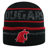 Washington State Cougars TOW Black Striped "Effect" Style Cuffed Knit Beanie Cap - Sporting Up