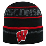 Wisconsin Badgers TOW Black Striped "Effect" Style Cuffed Knit Beanie Cap - Sporting Up