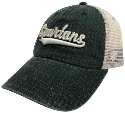 Les Spartans de l'État du Michigan remorquent une casquette verte "raggs" en maille avec script snapback - faire du sport