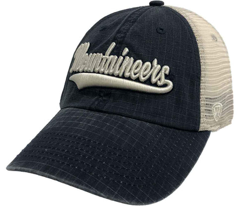 Shoppen Sie die Snapback-Slouch-Mütze „West Virginia Mountaineers Tow Navy“ mit „Raggs“-Mesh-Schriftzug – sportlich