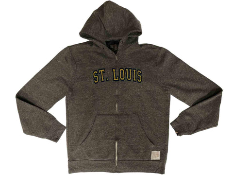 Shop st. Louis Blues Retro Brand Graue, weiche Tri-Blend-Kapuzenjacke mit durchgehendem Reißverschluss – sportlich