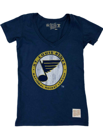 Shop St. Louis Blues Retro Brand WOMEN Blue Soft Cotton Short Sleeve V-Neck T-Shirt - Sporting Up