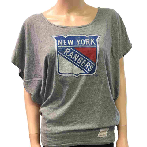 New York Rangers Retro Brand WOMEN Gray Oversized Tri-Blend Workout T-Shirt - Sporting Up