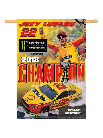 Shop Joey Logano #22 2018 NASCAR Monster Energy Cup Champion WinCraft Vertical Flag - Sporting Up