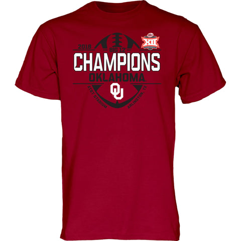Handla oklahoma sooners 2018 big 12 college football champions omklädningsrum t-shirt - sporting up