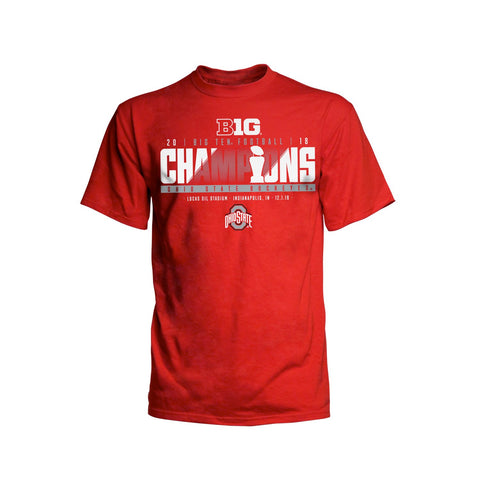 T-shirt de vestiaire des champions de football universitaire des Big 10 des Buckeyes de l'État de l'Ohio 2018 - faire du sport