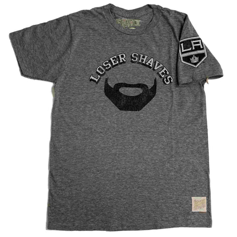 Los angeles kings retro brand perdedor gris afeita barba suave camiseta de tres mezclas - sporting up