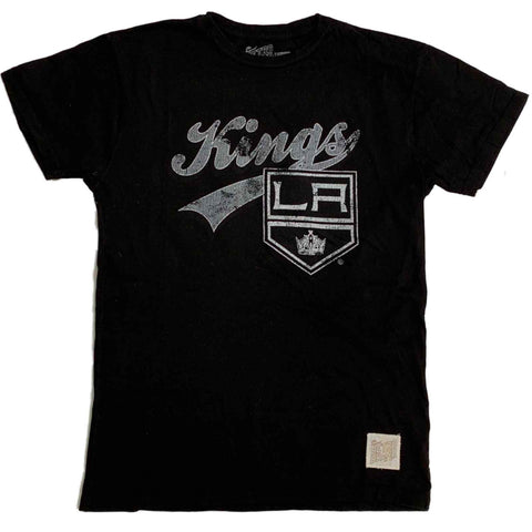 Los Angeles Kings marque rétro noir « kings » swoosh t-shirt en coton doux - sporting up