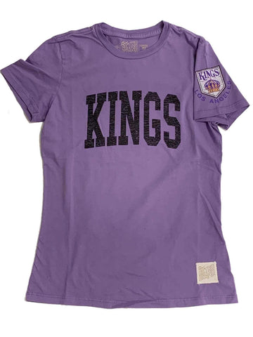 Camiseta de manga corta de algodón suave púrpura de la marca retro de Los angeles la kings - sporting up
