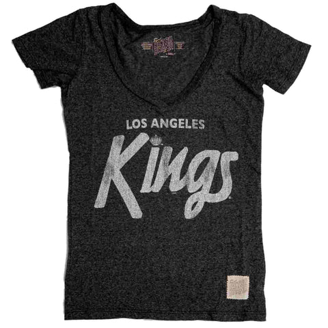 Los Angeles LA Kings Retro Brand WOMEN Gray Short Sleeve V-Neck T-Shirt - Sporting Up