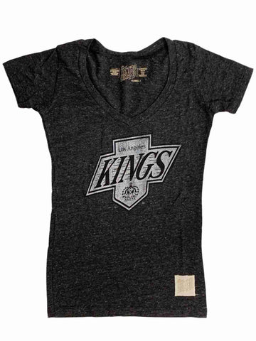 Los Angeles La Kings Retro-Marken-Damen-T-Shirt aus meliertem Grau mit Tri-Blend und V-Ausschnitt – sportlich