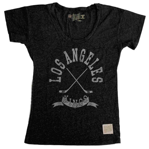 Los angeles kings retro märke kvinnor grå hockey fickor lös t-shirt - sporting up