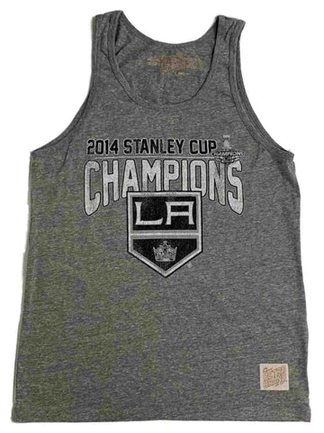 Shop Los Angeles LA Kings Retro Brand 2014 Stanley Cup Champions Gray Tank Top - Sporting Up