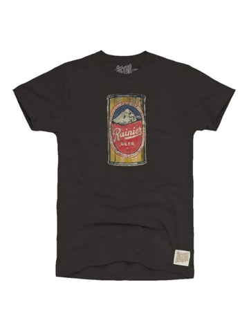 Shop Rainier Brewing Company Beer Can Retro Brand Black Cotton T-Shirt - Sporting Up