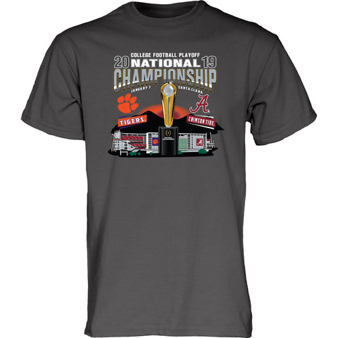 Shop Alabama Clemson 2019 CFP National Championship Game Dueling Gray T-Shirt - Sporting Up