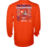 Clemson Tigers 3-Time 2018-2019 Football National Champions Orange LS T-Shirt - Sporting Up