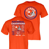 Clemson Tigers 3-Time 2018-2019 Football National Champions Orange SS T-Shirt - Sporting Up