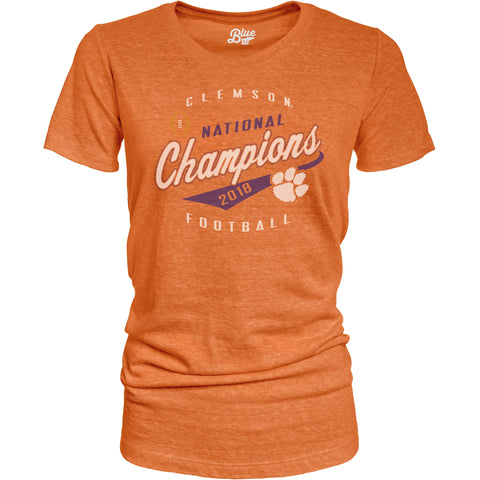 Kaufen Sie das orangefarbene Soft-T-Shirt der Clemson Tigers 2018–2019 Football National Champions für Damen – sportlich