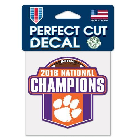Shop Clemson Tigers 2018-2019 Football National Champions Perfect Cut Decal (4"x4") - Sporting Up