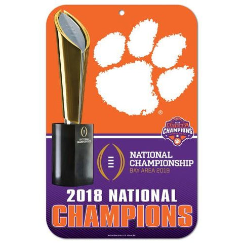 Shop Clemson Tigers 2018-2019 Football National Champions WinCraft Plastic Wall Sign - Sporting Up