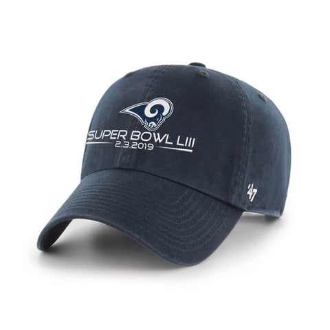 Boutique Los Angeles Rams 2019 Super Bowl 53 LIII 47 Brand Navy Clean Up Relax Hat Cap - Sporting Up