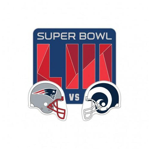 Shop Los Angeles Rams New England Patriots 2019 Super Bowl LIII Dueling Lapel Pin - Sporting Up