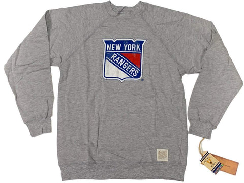 Shop New York Rangers Retro Brand Light Gray Shield Logo Long Sleeve T-Shirt - Sporting Up