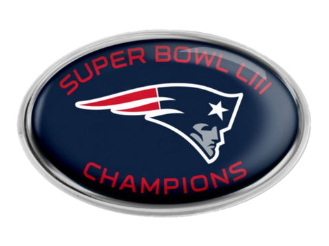 New England Patriots 2018-2019 Super Bowl LIII Champions Domed Auto Emblem - Sporting Up