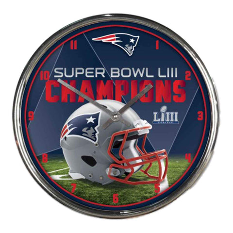 Horloge murale chromée des Patriots de la Nouvelle-Angleterre 2018-2019 Super Bowl LIII Champions - Sporting Up