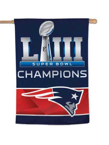 Shop New England Patriots 2018-2019 Super Bowl LIII Champions Vertical Banner Flag - Sporting Up