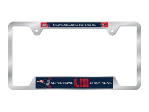 Cadre de plaque d'immatriculation en métal des Patriots de la Nouvelle-Angleterre 2018-2019 Super Bowl LIII Champions - Sporting Up