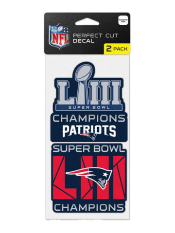 Calcomanías de corte perfecto de los campeones del Super Bowl Liii de los New England Patriots 2018-2019 (paquete de 2) - sporting up