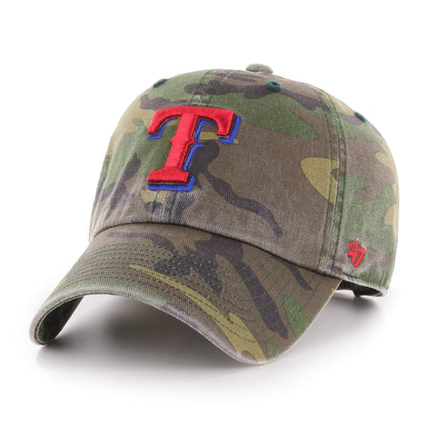 Shop Texas Rangers '47 Camo Clean Up Adjustable Strapback Slouch Relax Fit Hat Cap - Sporting Up