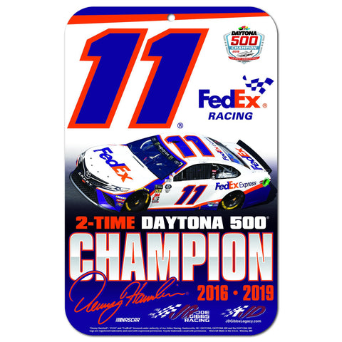 Shop Denny Hamlin #11 NASCAR 2016 2019 2-Time Daytona 500 Champion Wall Sign - Sporting Up