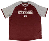 T-shirt adidas climalite "player crew" marron et gris des Bulldogs de l'état du Mississippi - sporting up