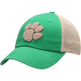 Clemson Tigers TOW Green St. Patrick's Day Tan Mesh Adj. Slouch Hat Cap - Sporting Up