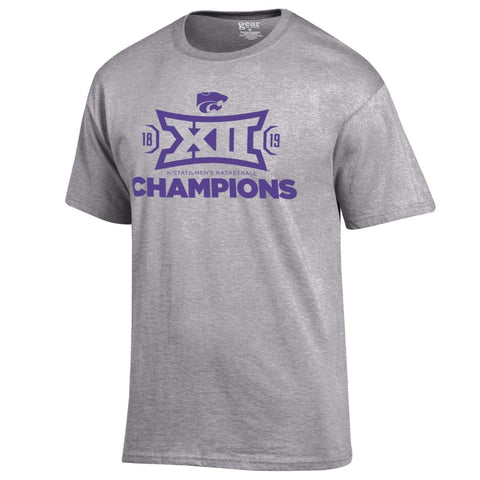 Achetez le t-shirt officiel sur le terrain des champions de basket-ball Big 12 des Wildcats de l'État du Kansas 2019 - Sporting Up